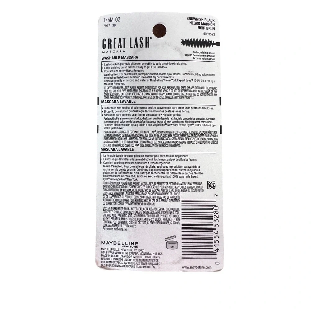 Maybelline Great Lash Washable Mascara 0.43 Oz - 102‎ Brownish Black